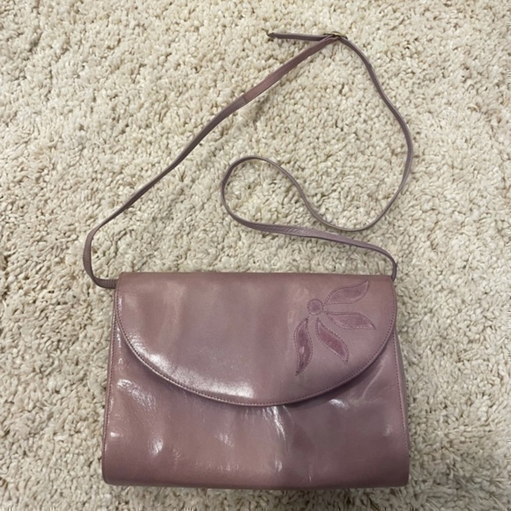 VINTAGE MAUVE CROSS BODY BAG MADE IN ITALY